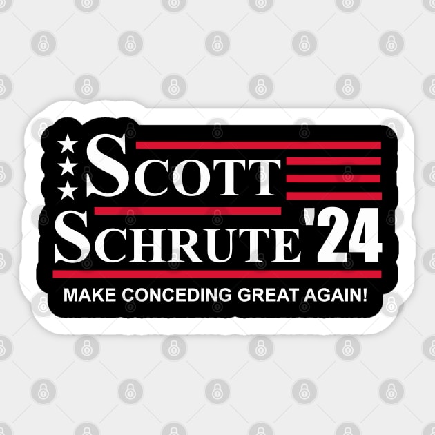 Scott Schrute 2024 - Make Conceding Great Again Sticker by johnoconnorart